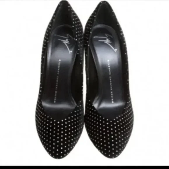 Rare glitter embossed star like dots velvet pumps - Picture 3 of 6